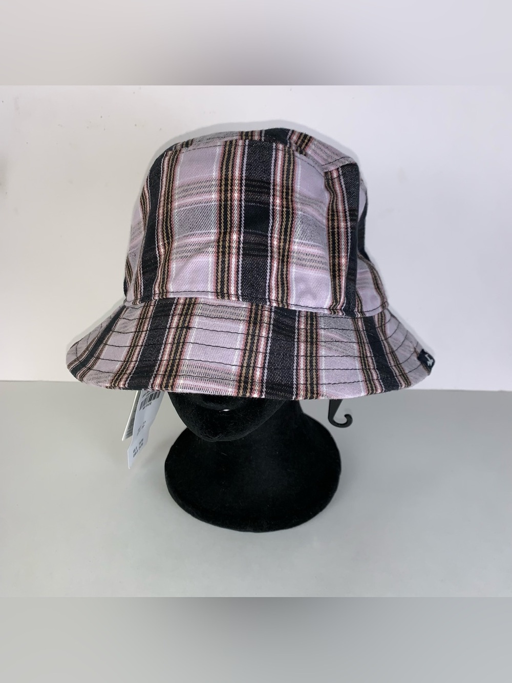 Hollister Unisex Adult Purple And Brown Plaid Bucket Hat One Size OS
